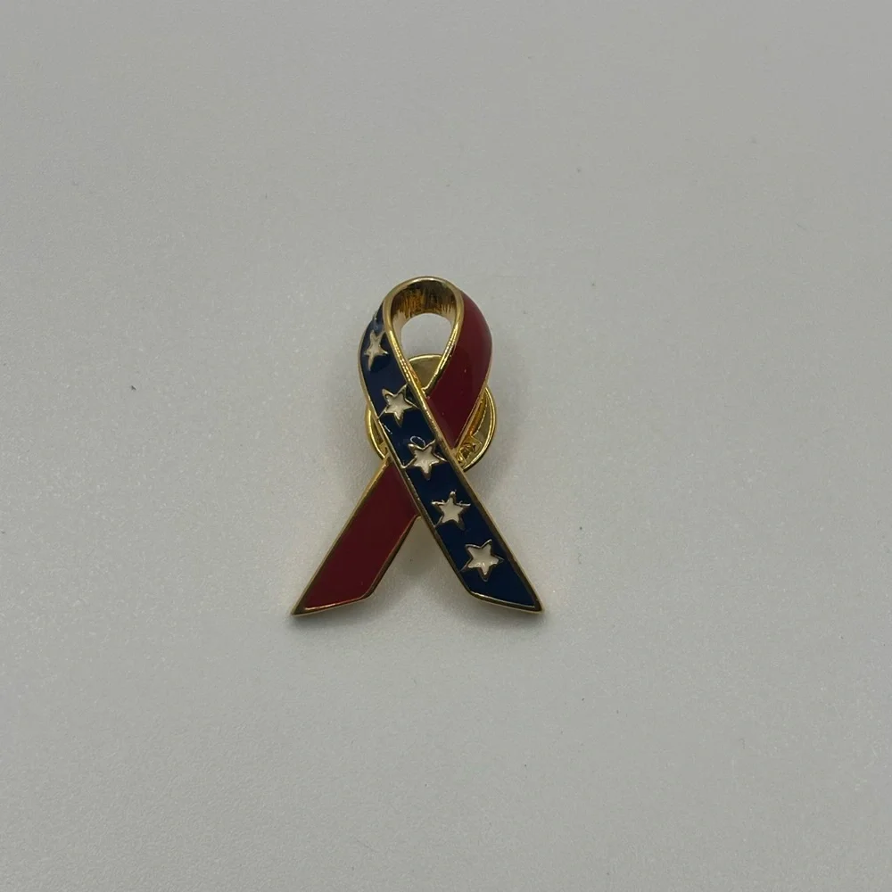 U.S.A Red White and‎ Blue Stars Ribbon Pin Patriot Brooch